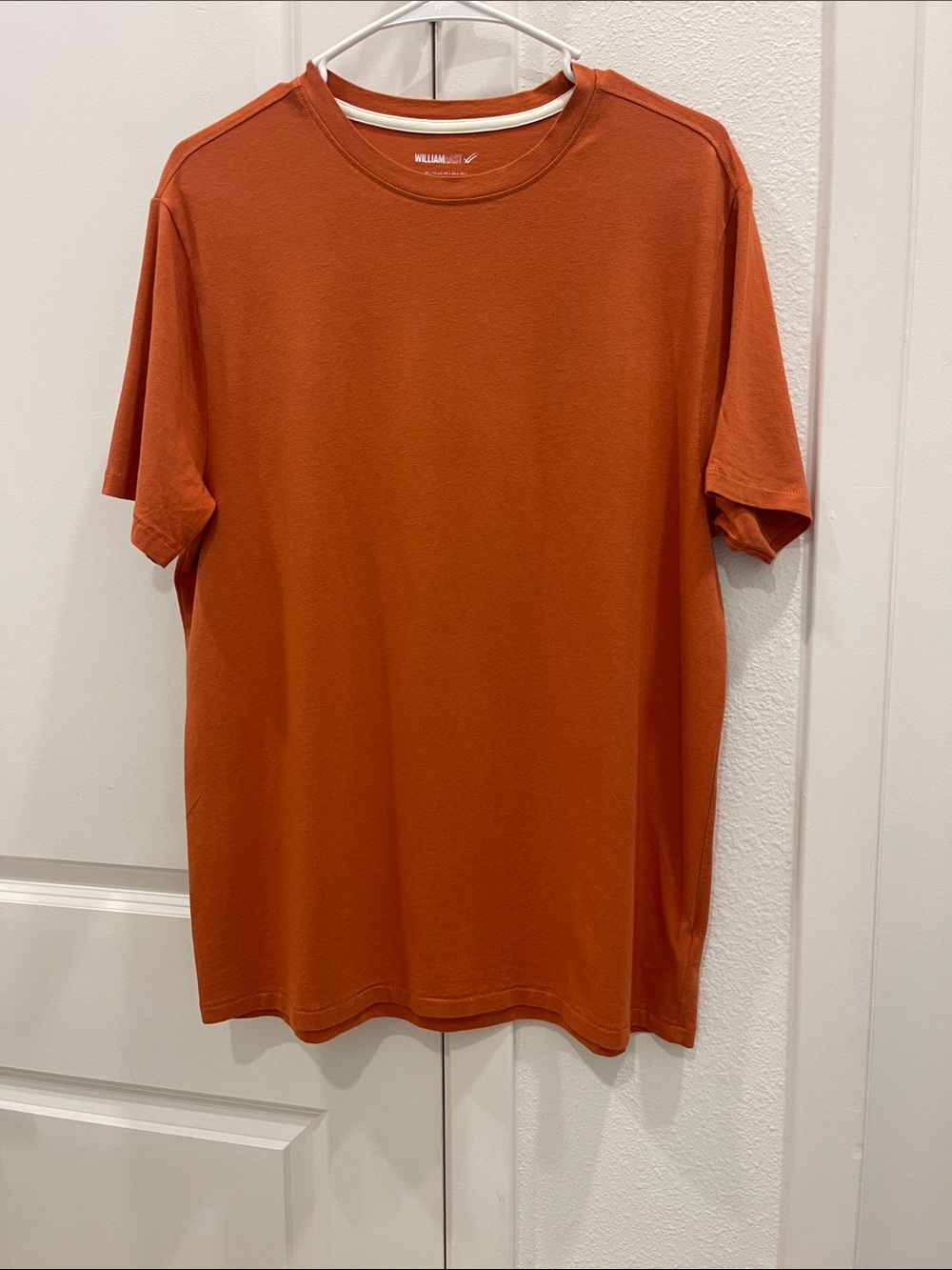 William Rast Men's Short Sleeve Crew Neck Tee in Rust Orange